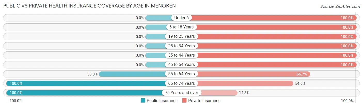 Public vs Private Health Insurance Coverage by Age in Menoken
