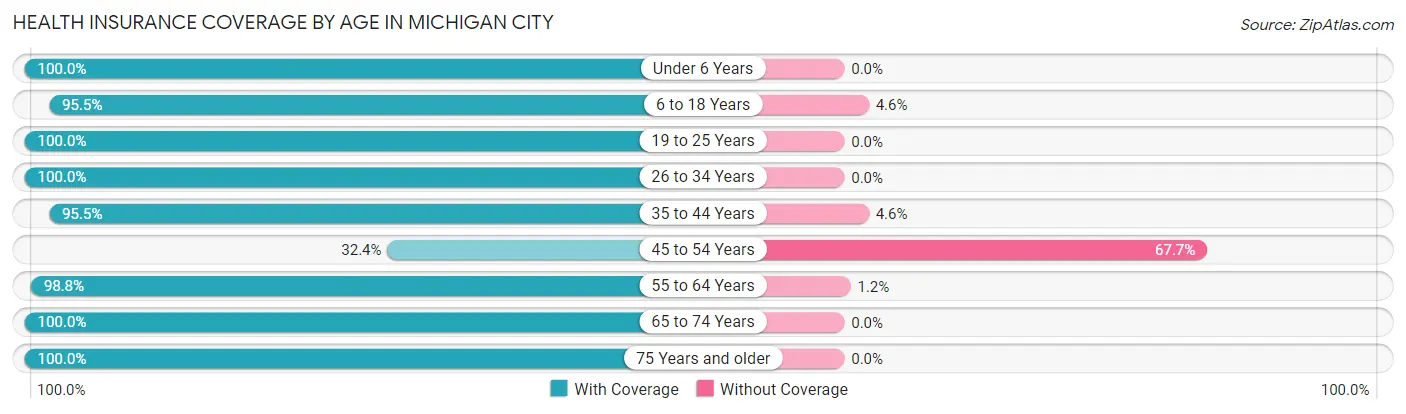 Health Insurance Coverage by Age in Michigan City