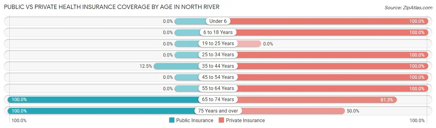 Public vs Private Health Insurance Coverage by Age in North River
