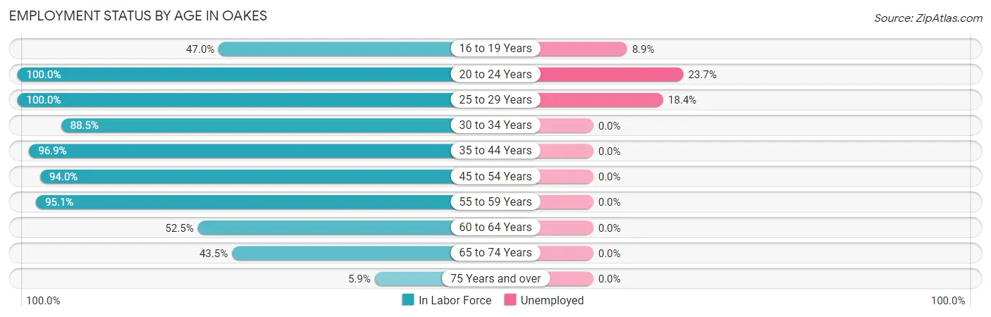 Employment Status by Age in Oakes