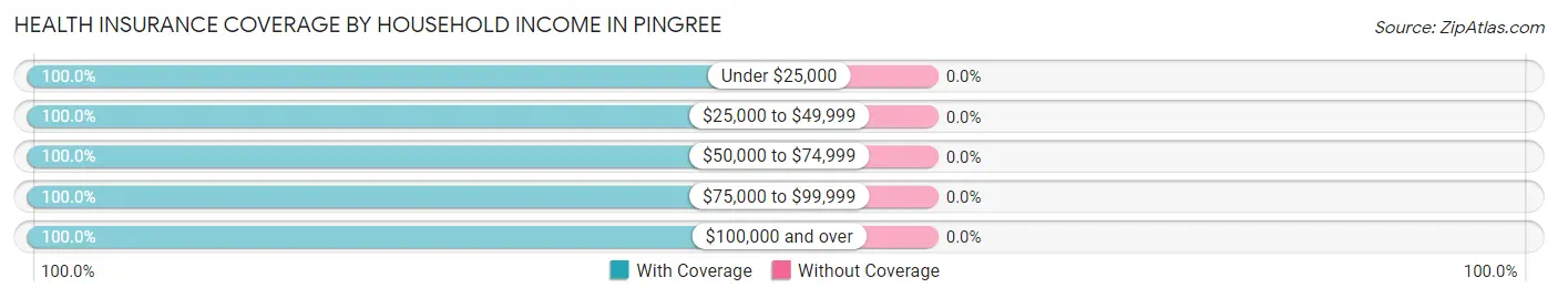 Health Insurance Coverage by Household Income in Pingree