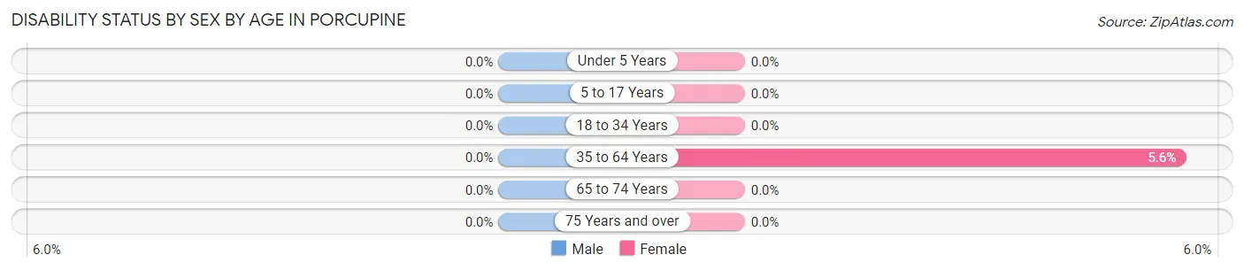 Disability Status by Sex by Age in Porcupine