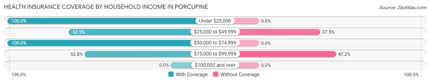 Health Insurance Coverage by Household Income in Porcupine