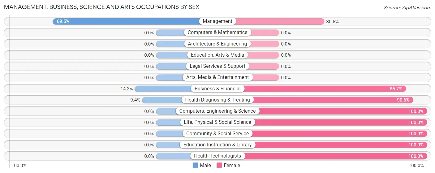 Management, Business, Science and Arts Occupations by Sex in Ray