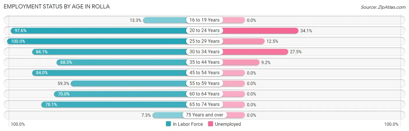 Employment Status by Age in Rolla