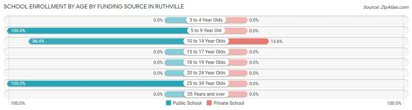 School Enrollment by Age by Funding Source in Ruthville