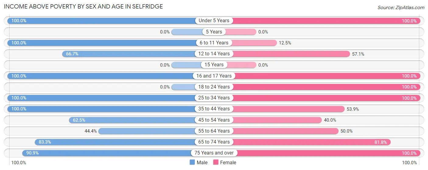 Income Above Poverty by Sex and Age in Selfridge