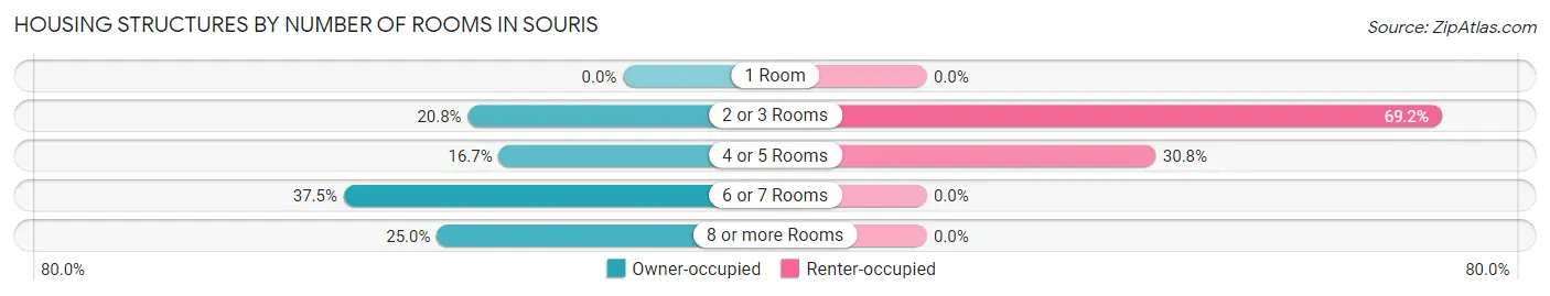 Housing Structures by Number of Rooms in Souris