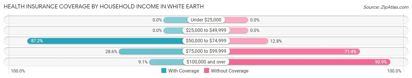 Health Insurance Coverage by Household Income in White Earth
