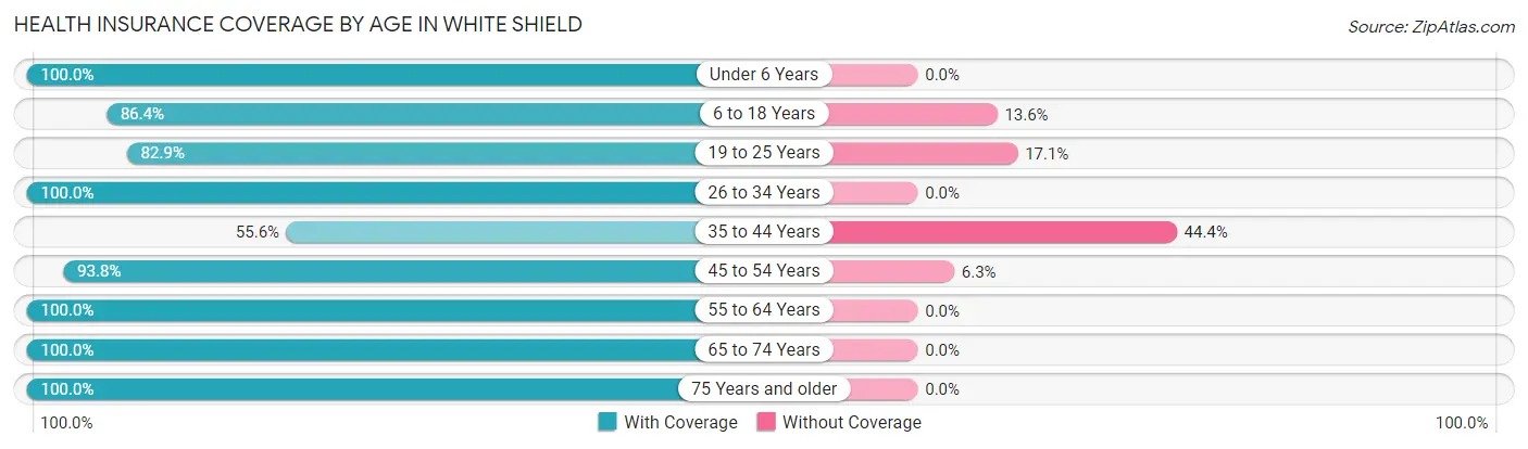 Health Insurance Coverage by Age in White Shield