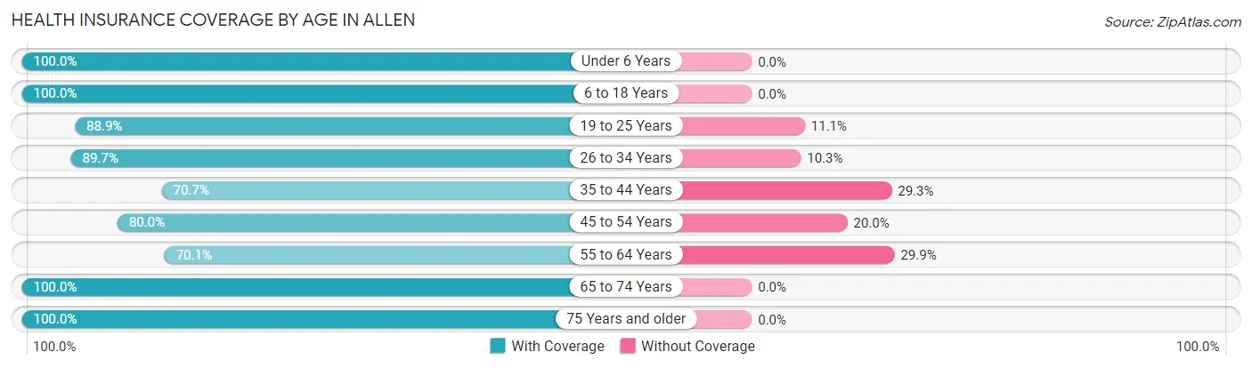 Health Insurance Coverage by Age in Allen