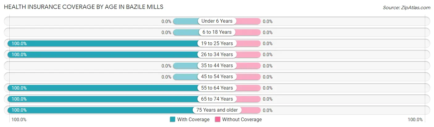 Health Insurance Coverage by Age in Bazile Mills