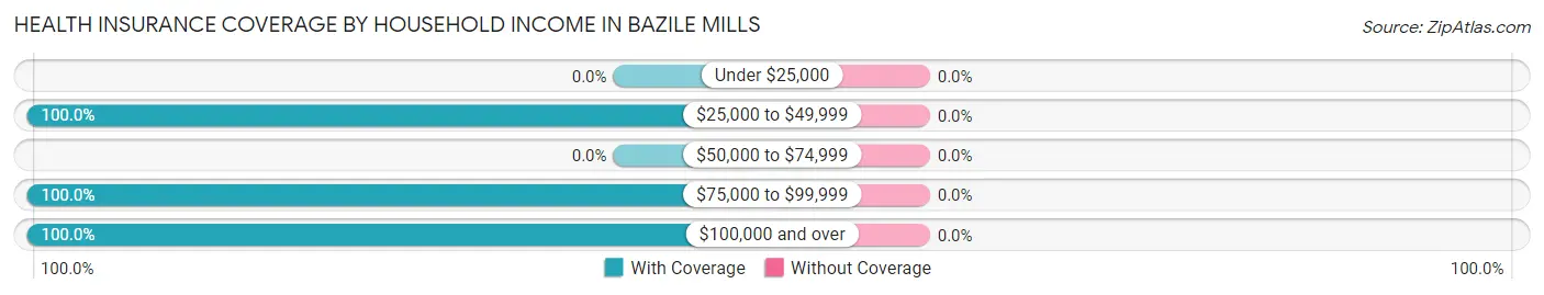 Health Insurance Coverage by Household Income in Bazile Mills