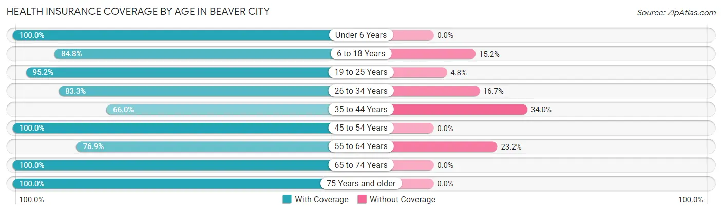 Health Insurance Coverage by Age in Beaver City