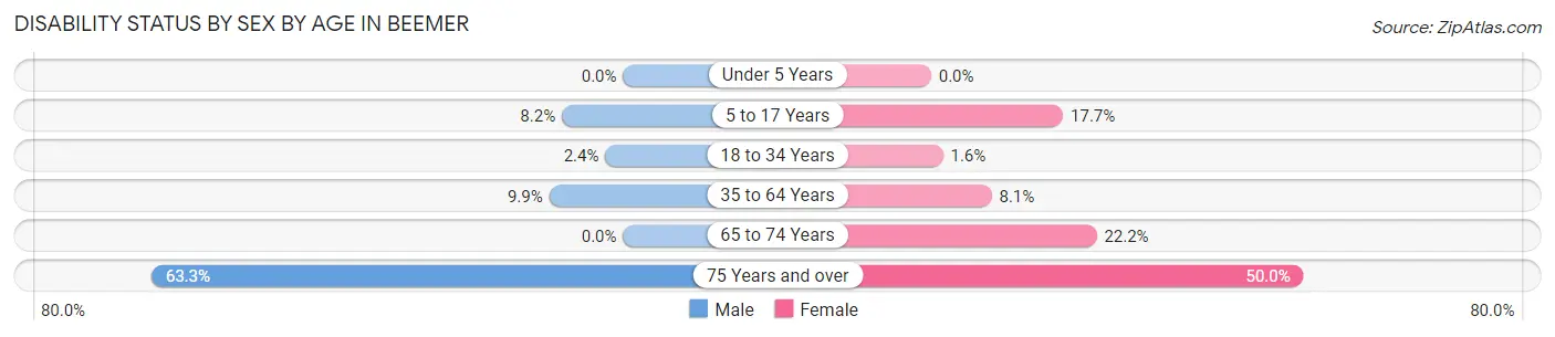 Disability Status by Sex by Age in Beemer