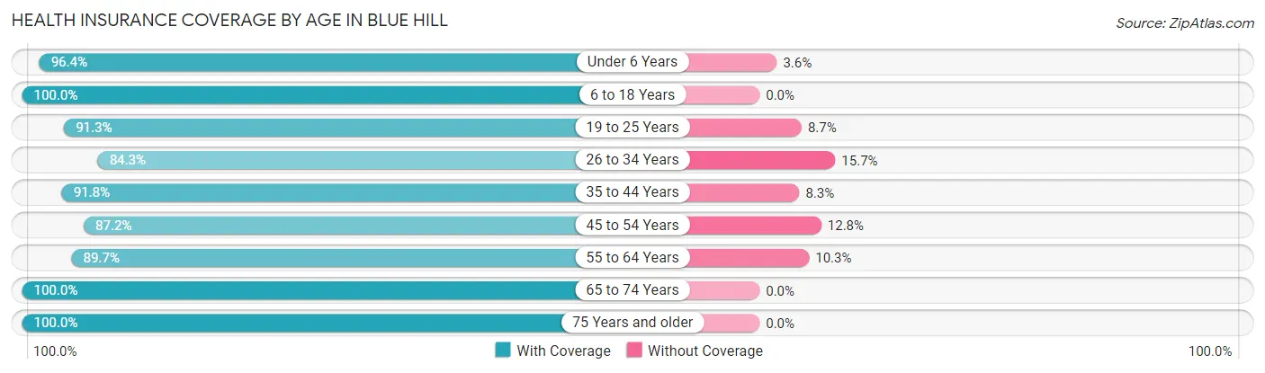 Health Insurance Coverage by Age in Blue Hill