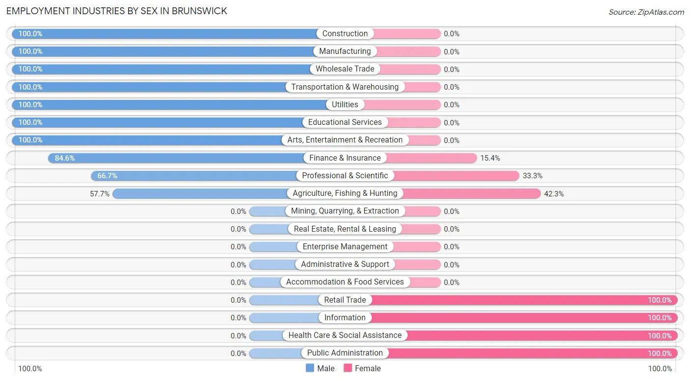 Employment Industries by Sex in Brunswick