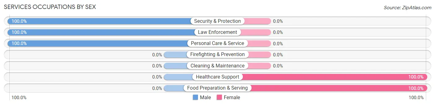 Services Occupations by Sex in Center
