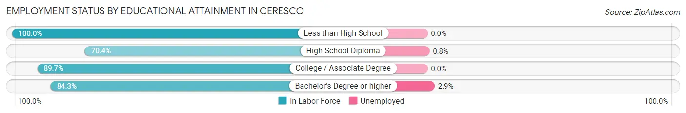 Employment Status by Educational Attainment in Ceresco