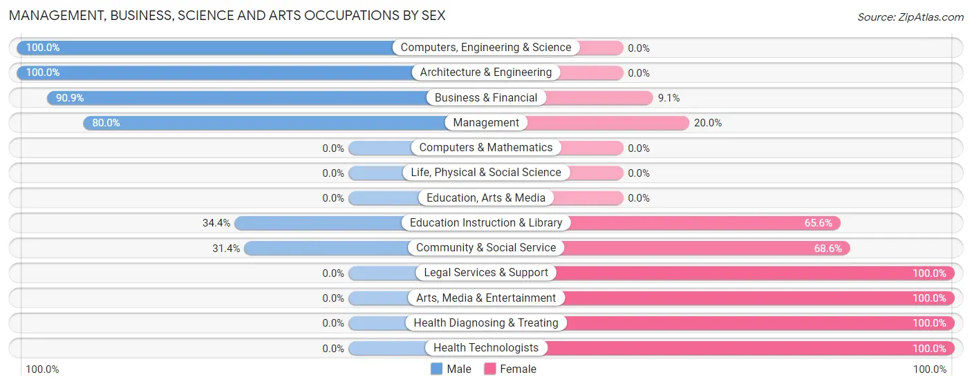 Management, Business, Science and Arts Occupations by Sex in Chambers