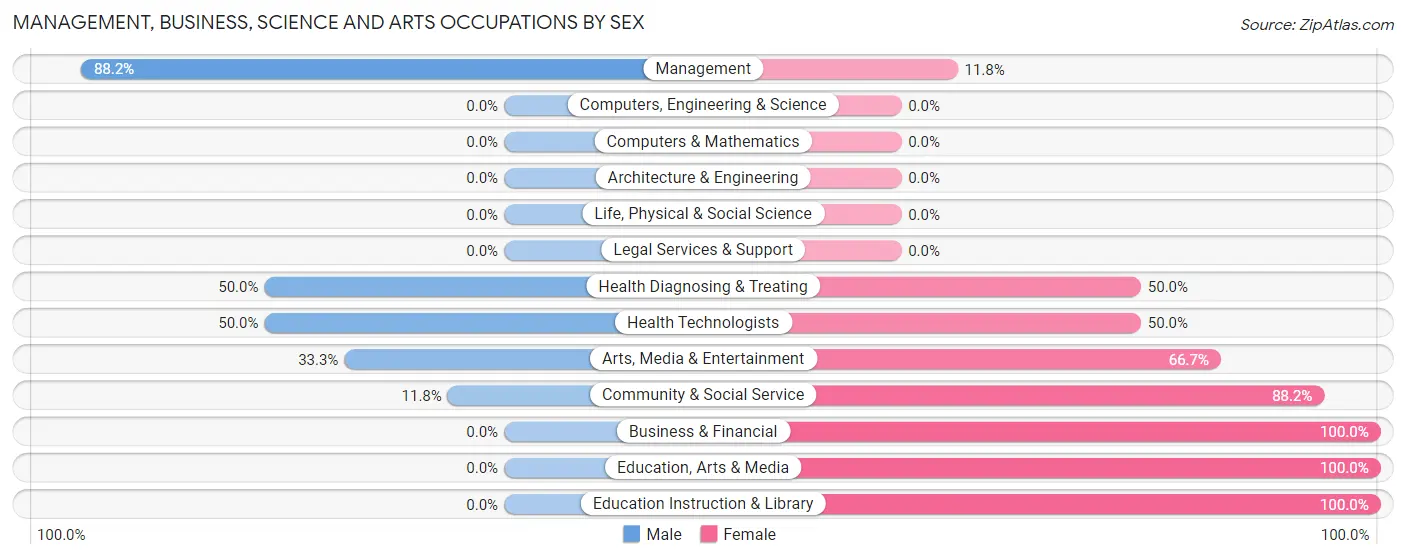 Management, Business, Science and Arts Occupations by Sex in Chester