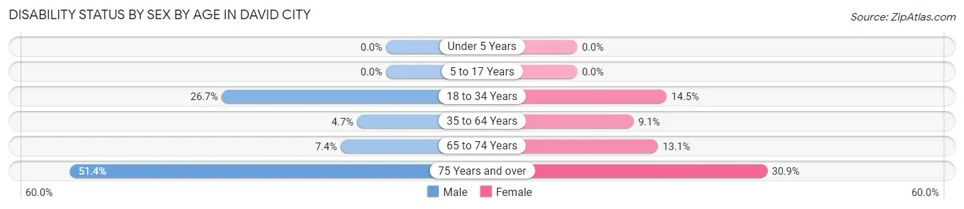 Disability Status by Sex by Age in David City