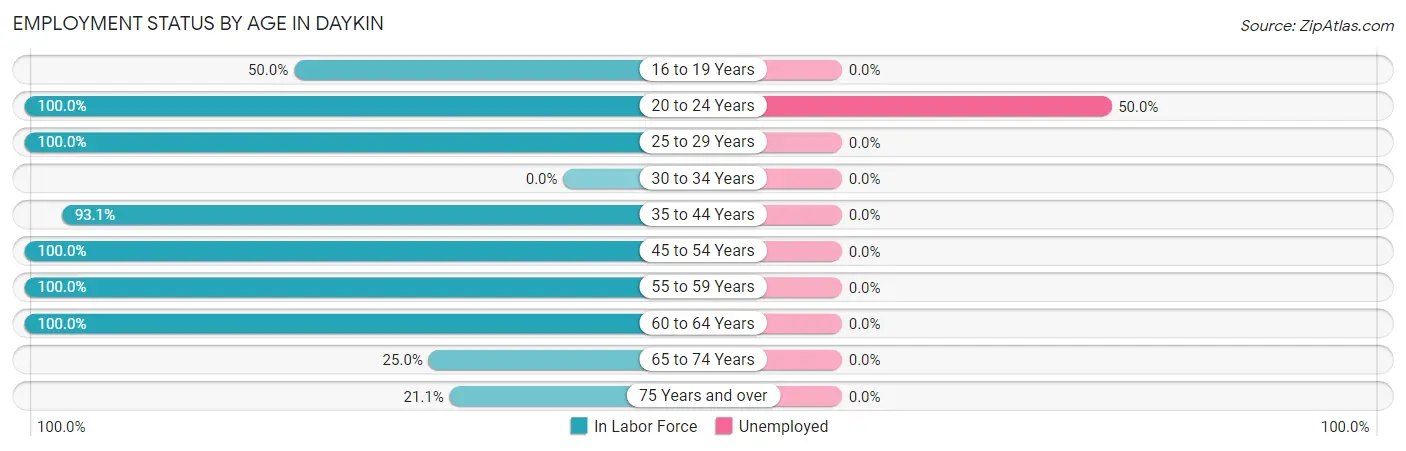 Employment Status by Age in Daykin
