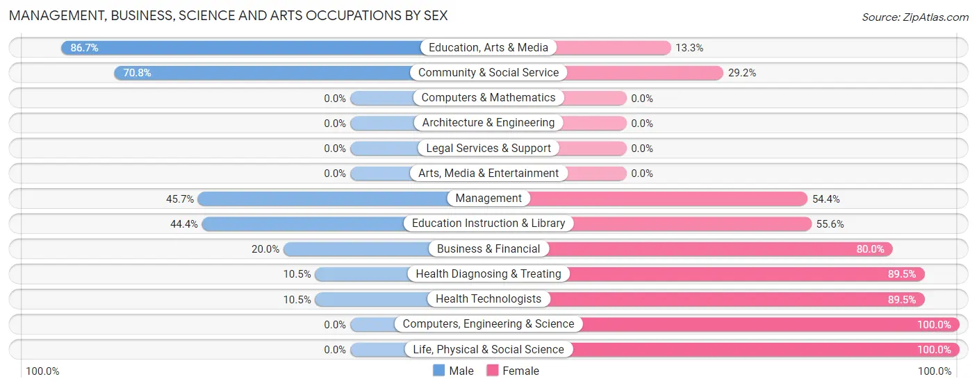 Management, Business, Science and Arts Occupations by Sex in De Witt