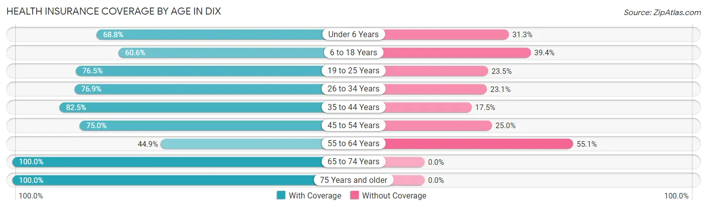 Health Insurance Coverage by Age in Dix