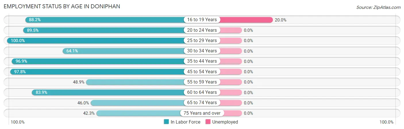 Employment Status by Age in Doniphan