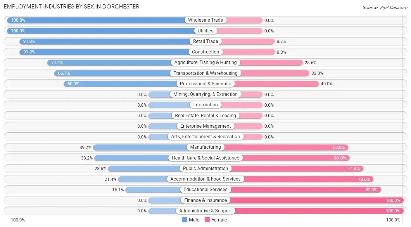 Employment Industries by Sex in Dorchester