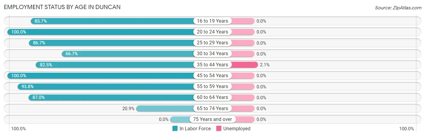 Employment Status by Age in Duncan