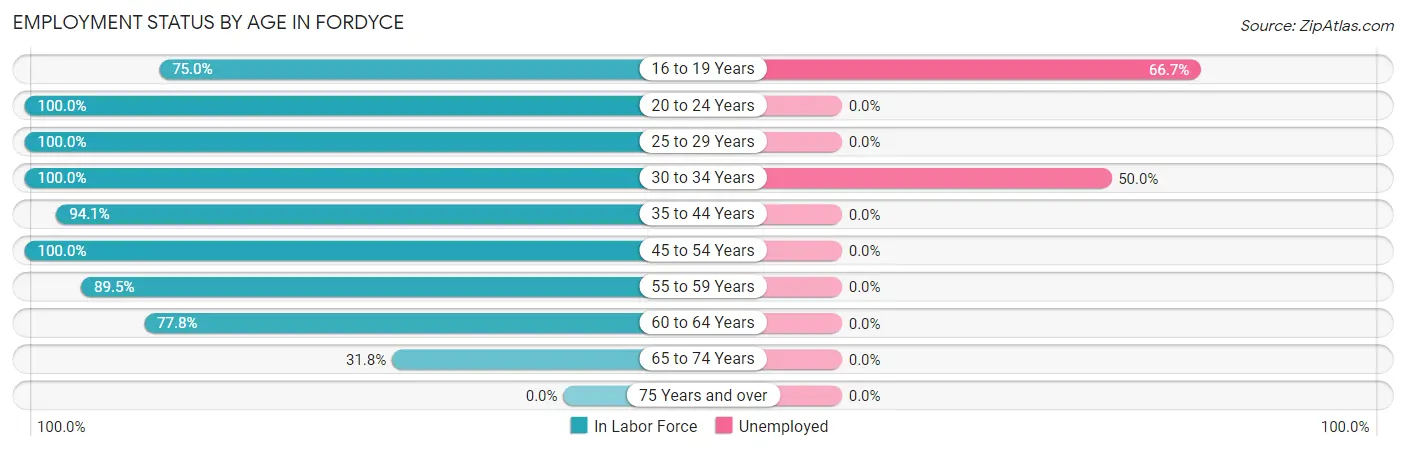 Employment Status by Age in Fordyce