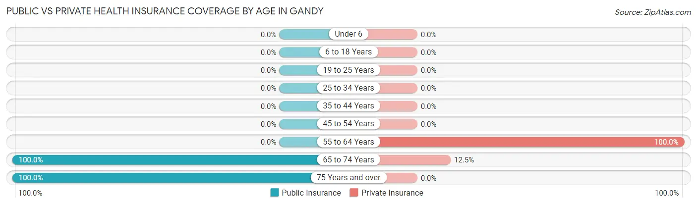 Public vs Private Health Insurance Coverage by Age in Gandy