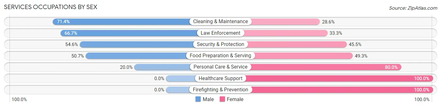 Services Occupations by Sex in Gordon