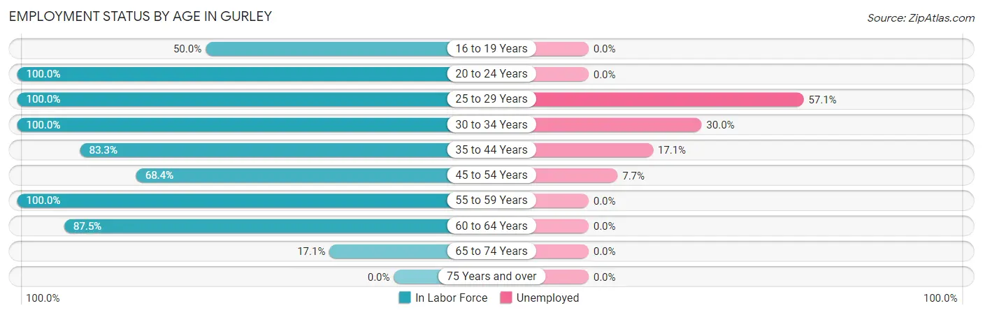 Employment Status by Age in Gurley