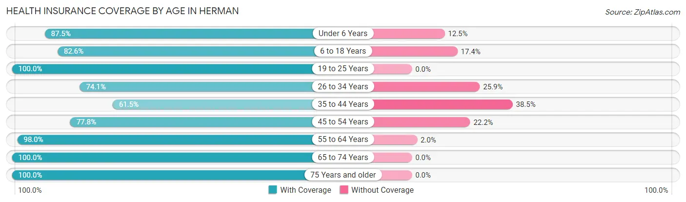 Health Insurance Coverage by Age in Herman