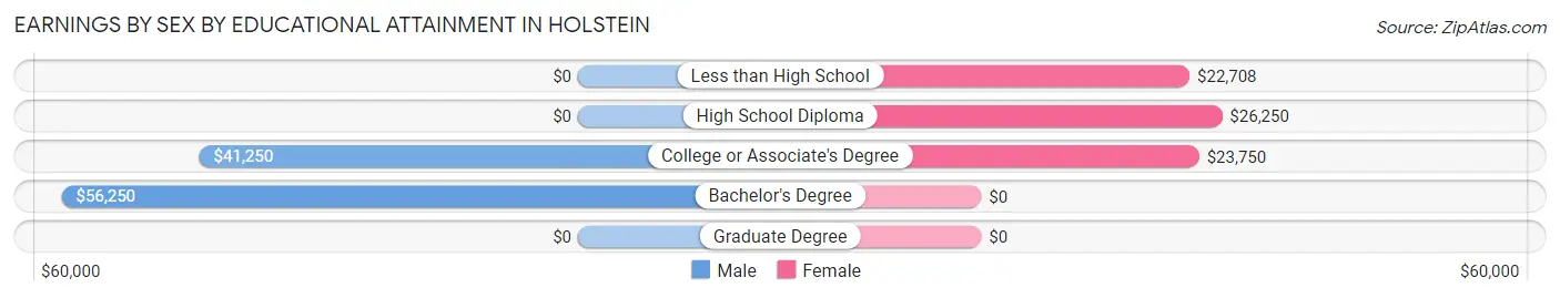 Earnings by Sex by Educational Attainment in Holstein