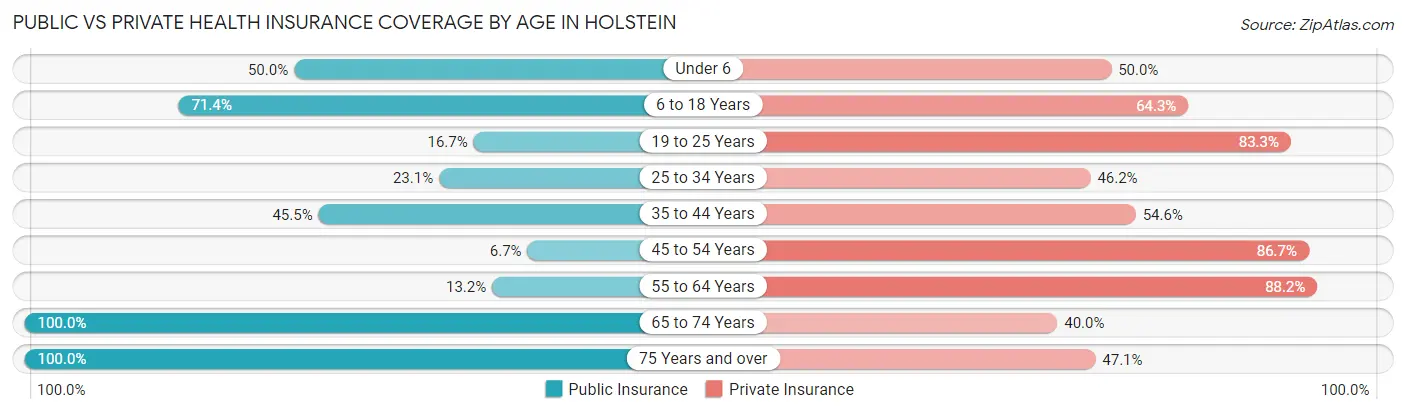 Public vs Private Health Insurance Coverage by Age in Holstein