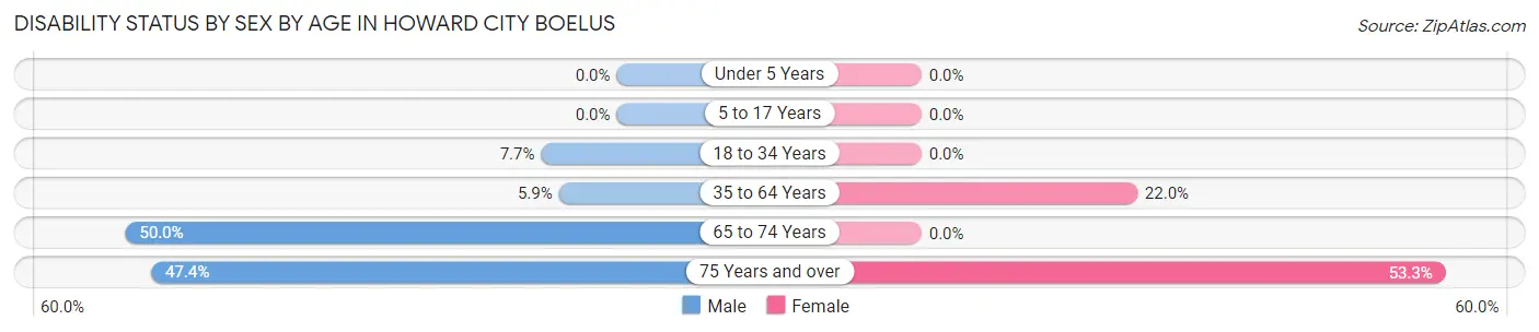 Disability Status by Sex by Age in Howard City Boelus