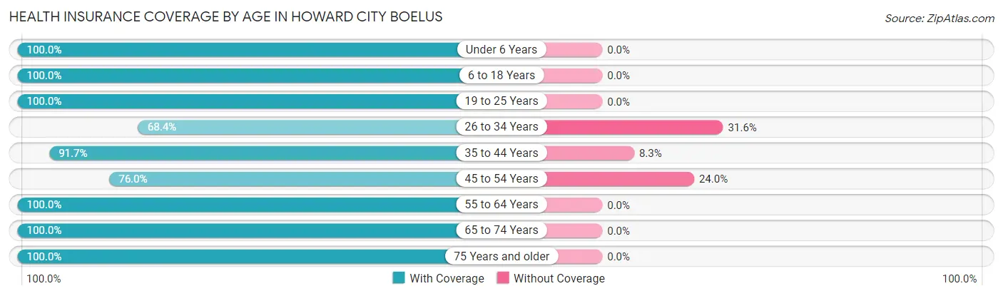 Health Insurance Coverage by Age in Howard City Boelus