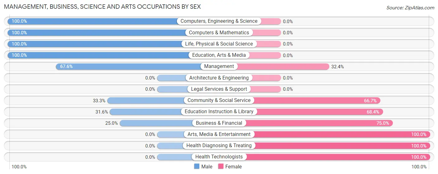 Management, Business, Science and Arts Occupations by Sex in Howells