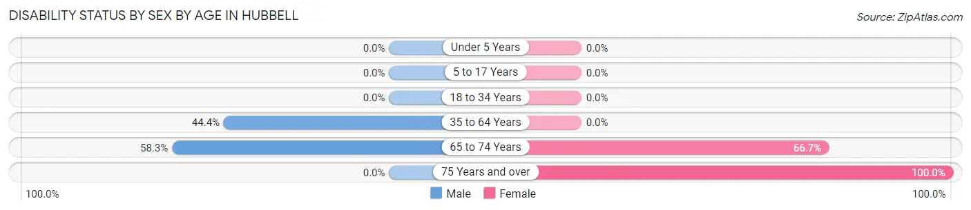 Disability Status by Sex by Age in Hubbell