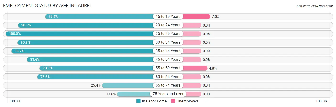 Employment Status by Age in Laurel