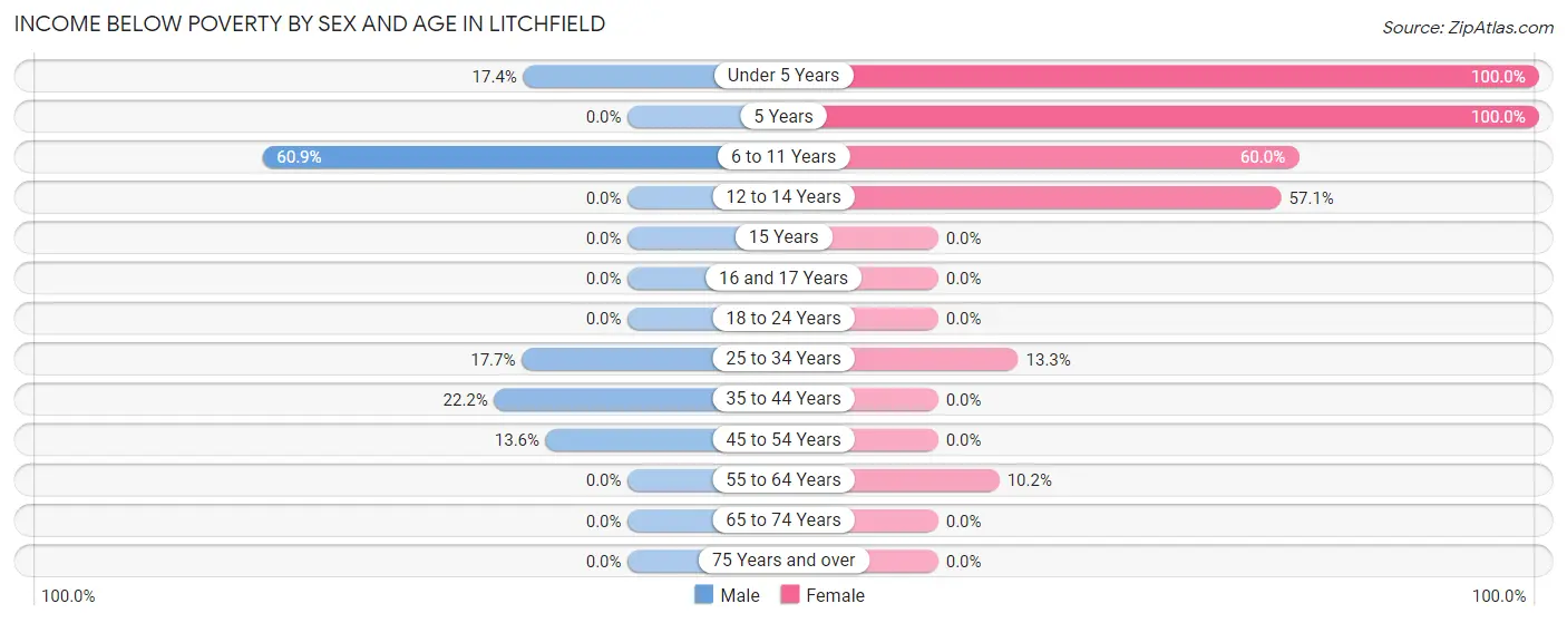 Income Below Poverty by Sex and Age in Litchfield
