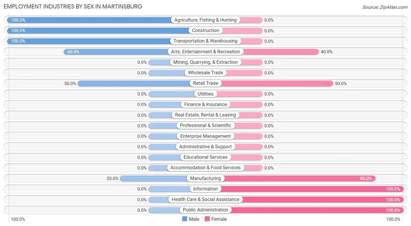 Employment Industries by Sex in Martinsburg