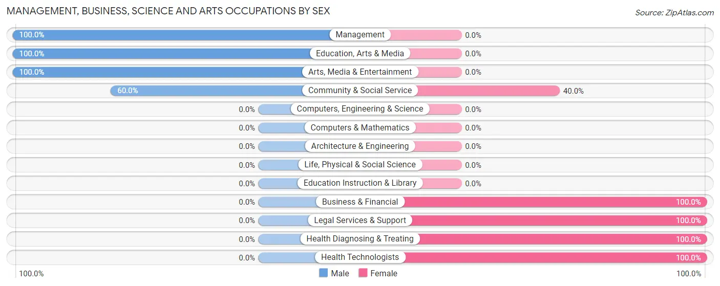 Management, Business, Science and Arts Occupations by Sex in Martinsburg
