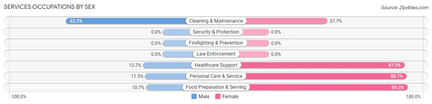 Services Occupations by Sex in Minden
