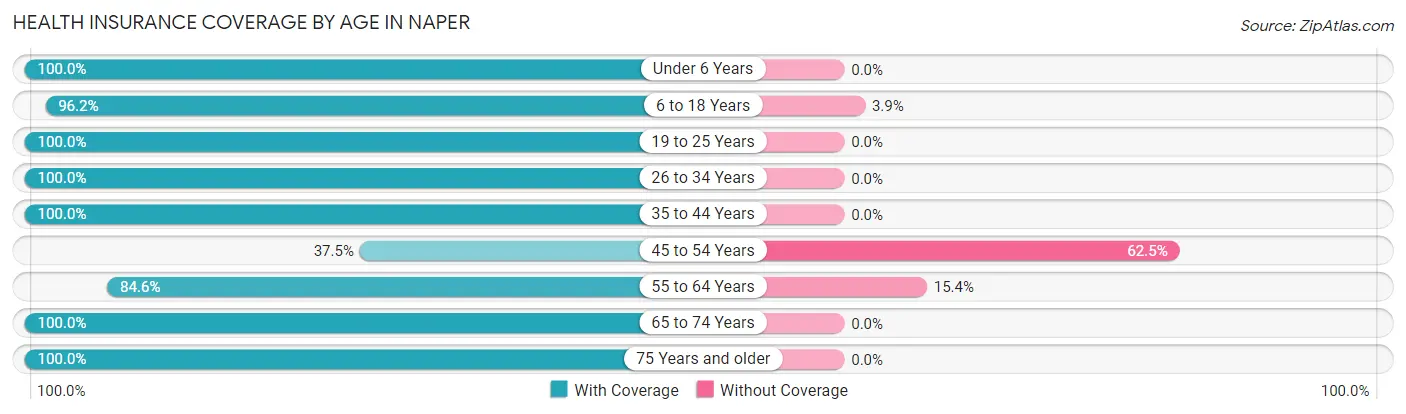 Health Insurance Coverage by Age in Naper