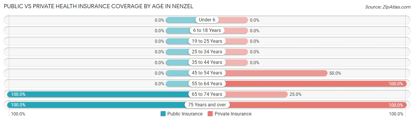 Public vs Private Health Insurance Coverage by Age in Nenzel